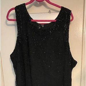 Plus Size Floor Length Beaded Black Formal